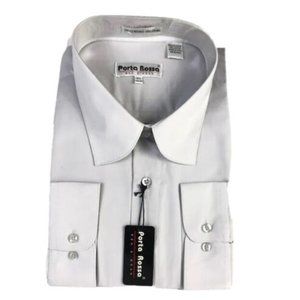 Porta Rossa Men's Silver Dress Shirt Size 19.5 Neck 34/35 Sleeve Length